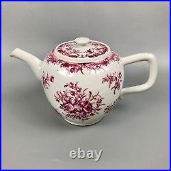 An 18thc Qianlong Period Chinese famille rose teapot painted with puce flowers