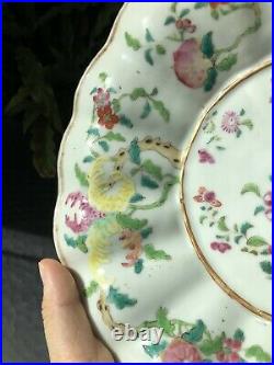 An Excellent Rare Chinese 18thC Qianlong Period Famille Rose Sanduo' Plate
