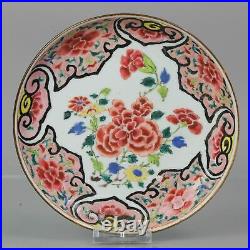 Antique 18C Famille Rose Dish with Peony Qianlong Decoration