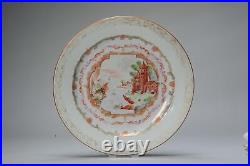 Antique 18C Famille Rose Tea Dish with Peter the Great Meissen Style Qianlong