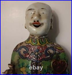 Antique 18th C. Chinese Qianlong Famille Rose Porcelain Figure Of A Laughing Boy