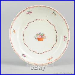 Antique 18th c Chinese Porcelain Famille Rose Dish Saucer Qing Qianlong Period