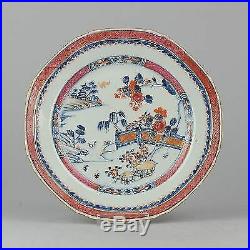 Antique 18th c Chinese Qianlong Porcelain Qing Famille Rose Landscape Plate