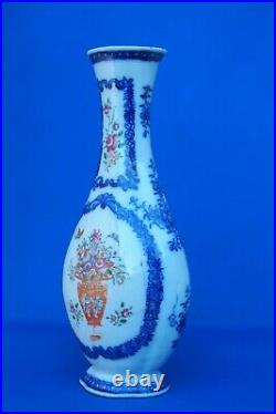 Antique CHINESE porcelain vase QIANLONG QING Blue white famille rose 10 inch
