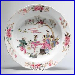 Antique Chinese 18C Famille Rose Figural Lady Plate Yongzheng/ early Qianlong