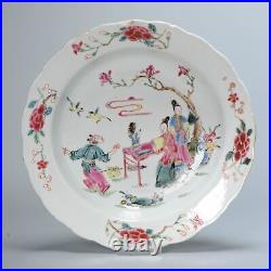 Antique Chinese 18C Famille Rose Figural Lady Plate Yongzheng/early Qianlong