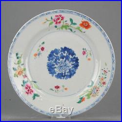 Antique Chinese 18C Qianlong Famille Rose Plate Flowers