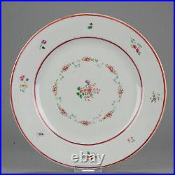 Antique Chinese 18C Qianlong Famille Rose Plate Flowers Lowestoft