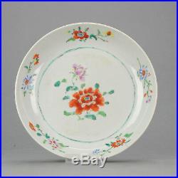 Antique Chinese 18C Qianlong Famille Rose Porridge Plate Flowers Lowesto