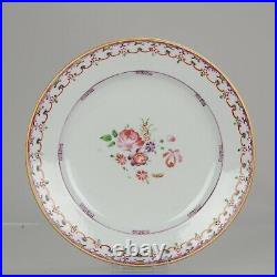 Antique Chinese 18C Qianlong Lowestoft Famille Rose Plate Flowers Enamel