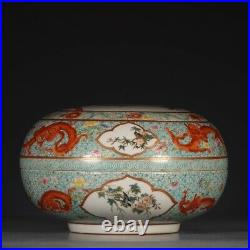 Antique Chinese Collection Famille Rose Porcelain Dragon And Butterfly Box