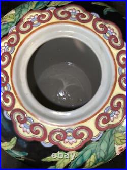Antique Chinese Enamel Porcelain Ginger Jar Famille Rose Noire Qianlong Mark 13