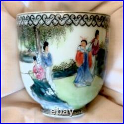 Antique Chinese Export Famille Rose Eggshell Porcelain Cup Qianlong Seal