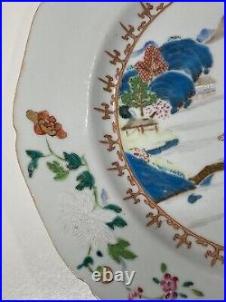 Antique Chinese Export Famille Rose Porcelain Plate Qing Qianlong 18th C