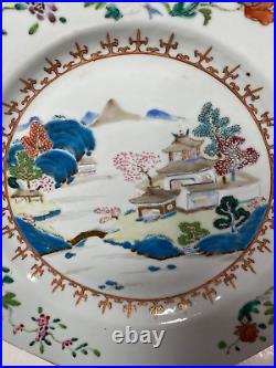 Antique Chinese Export Famille Rose Porcelain Plate Qing Qianlong 18th C