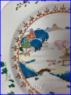 Antique Chinese Export Famille Rose Porcelain Plate Qing Qianlong 18th C