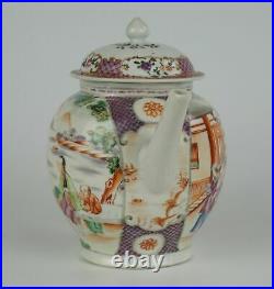 Antique Chinese Export Famille Rose Porcelain Teapot and Cover QIANLONG 18th C