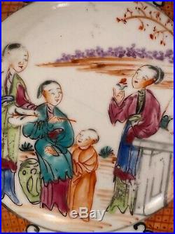 Antique Chinese Export Mandarin Qianlong Period Plates Famille Rose