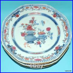 Antique Chinese Export Porcelain Famille Rose Qianlong Clobbered Ware Plates