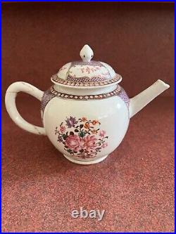 Antique Chinese Export Teapot Famille Rose Floral Pattern Qianlong Dynasty