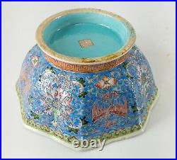 Antique Chinese Famille Rose Blue Enamel Straits Nonya Peranakan Bowl Qianlong