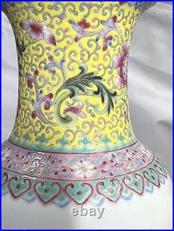 Antique Chinese Famille Rose Enamel Qianlong Marked Republic Period Vase