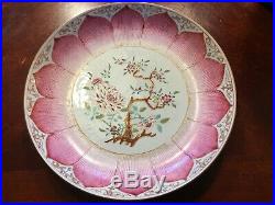 Antique Chinese Famille Rose Lotus Deep Plate 11, ca 1745, Qianlong period