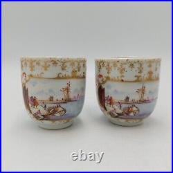 Antique Chinese Famille Rose Qianlong Meissen Export Porcelain Pair Cups