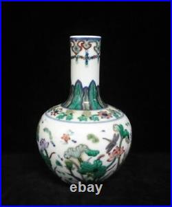 Antique Chinese Famille Verte WuCai Hand Painting Porcelain Vase QianLong