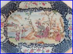 Antique Chinese Octagonal Platter Late Qing Qianlong Famille Rose Early 19th cen