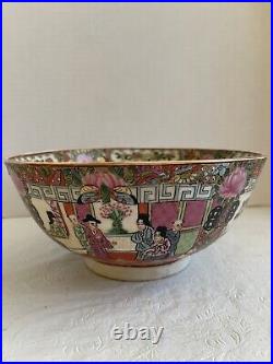 Antique Chinese Porcelain Bowl Qianlong Qing Family Rose 10 Signed Heavy