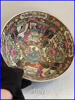 Antique Chinese Porcelain Bowl Qianlong Qing Family Rose 10 Signed Heavy