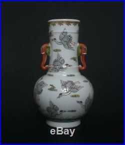 Antique Chinese Porcelain Famille-Rose Vase Qianlong Mark