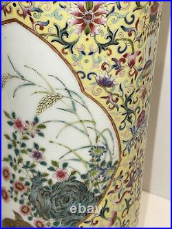 Antique Chinese Porcelain Vase Pair Hat Stands Famille Rose Qianlong Mark