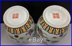 Antique Chinese Qianlong Famille Rose Doucai Butterfly Vases Late 19th Century