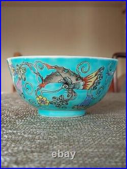 Antique Chinese Qianlong Famille Rose Porcelain Painted Art Bowl