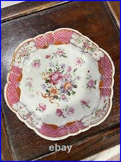 Antique Chinese Qianlong Famille Rose Teapot & Dish