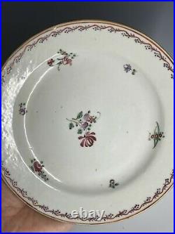 Antique Chinese Qing Dynasty Famille Rose Porcelain Plate 18th C Qianlong Export