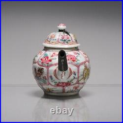 Antique Chinese Teapot Yongzheng/Qianlong Famille Rose Qing Deer Rooster