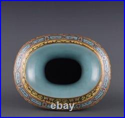 Antique Chinese famille rose Green pattern Enamel Qianlong Porcelain Gilt Vase