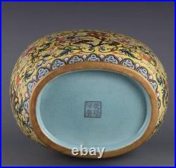 Antique Chinese famille rose Green pattern Enamel Qianlong Porcelain Gilt Vase