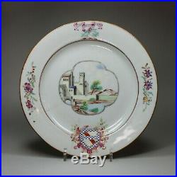 Antique Chinese famille rose armorial plate, c. 1748, Qianlong (1736-95)