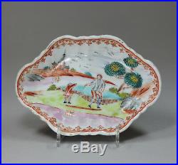 Antique Chinese famille-rose hexagonal spoon tray, Qianlong (1736-1795)