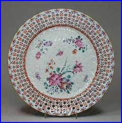 Antique Chinese famille rose reticulated plate, Qianlong (1736-1795)