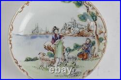 Antique Chinese plate 18th C famille rose mandarin Qing Qianlong very rare