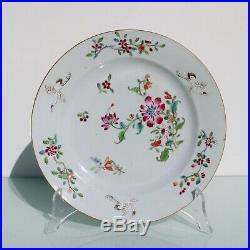 Antique Chinese porcelain Famille rose birds floral plate dish Qianlong period