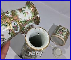 Antique Famille Rose Medallion Qing Dynasty Vase Teapot Cup Bowl Lot of 10