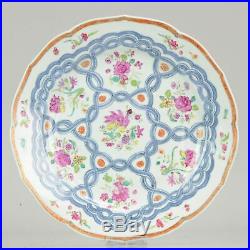 Antique Famille Rose Qianlong Period Plate with ENDLESS KNOT Flowers 18C