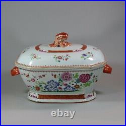 Antique Large Chinese octagonal famille rose tureen & cover, Qianlong (1736-95)