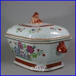 Antique Large Chinese octagonal famille rose tureen & cover, Qianlong (1736-95)
